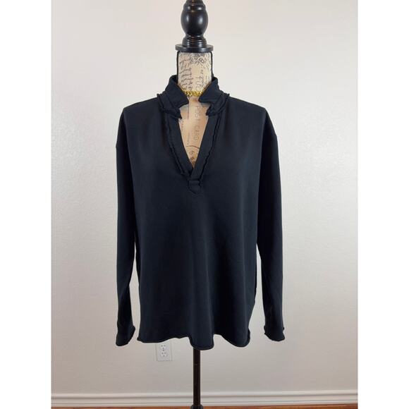 B53 Frank & Eileen Navy Patrick Popover Top Womens XL Fleece Minimalist Travel - Picture 3 of 7